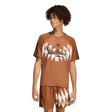 Tricou cu maneci raglan si imprimeu - Alb/Maro deschis
