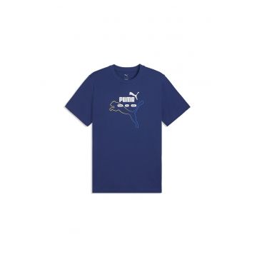 Tricou din bumbac cu imprimeu logo - Galben pai/Alb optic/Bleumarin