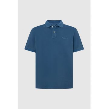 Tricou polo din bumbac pique - Albastru inchis
