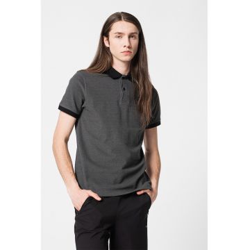 Tricou polo din pique cu guler si mansete contrastante Sports - Gri antracit