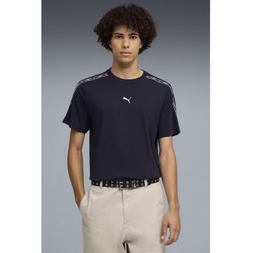 Tricou regular fit cu benzi logo laterale - Alb/Violet aubergine