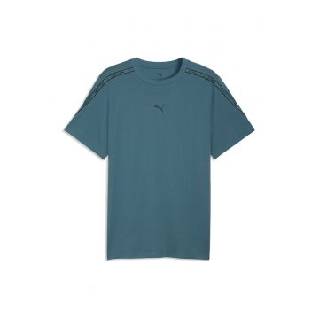 Tricou regular fit cu benzi logo laterale - Verde persan