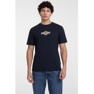 Tricou regular fit cu decolteu la baza gatului - Albastru ultramarin