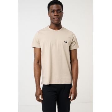 Tricou regular fit de casa cu logo - Maro camel