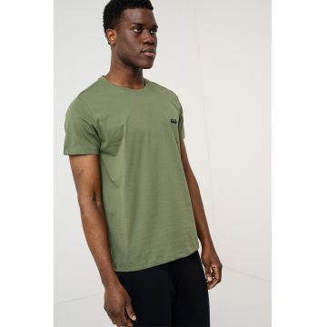Tricou regular fit de casa cu logo - Verde feriga