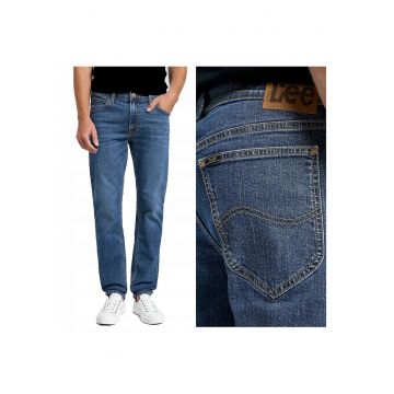 Blugi Barbati -  Daren Zip Fly - Straight Fit - Talie Joasa - Fermoar - Lungi - 5 Buzunare - Bumbac - W33-L32 US - Albastru