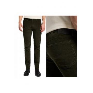 Blugi Barbati -  Daren Zip Fly - Straight Fit - Talie Medie - Fermoar - 5 Buzunare - Lungi - Bumbac - Verde - Negru