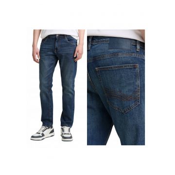 Blugi Barbati -  Josh - Slim Fit - Talie Medie - Fermoar - Lungi - 5 Buzunare - Bumbac - Elastan - W34-L30 US - Albastru
