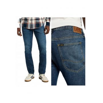 Blugi Barbati -  Luke - Slim Fit - Talie Media - Fermoar - Lungi - 5 Buzunare - Bumbac - W34-L34 US - Albastru