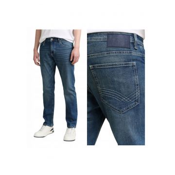 Blugi Barbati -  Marvin - Straight Fit - Talie Medie - Fermoar - Lungi - 5 Buzunare - Bumbac - Elastan - W34-L30 US - Albastru