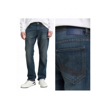Blugi Barbati -  Marvin - Straight Fit - Talie Medie - Fermoar - Lungi - 5 Buzunare - Bumbac - Elastan - W34-L32 US - Albastru