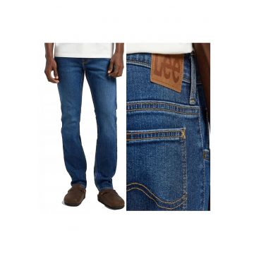 Blugi Barbati -  Rider - Slim Fit - Talie Media - Fermoar - Lungi - 5 Buzunare - Bumbac - W33-L34 US - Albastru