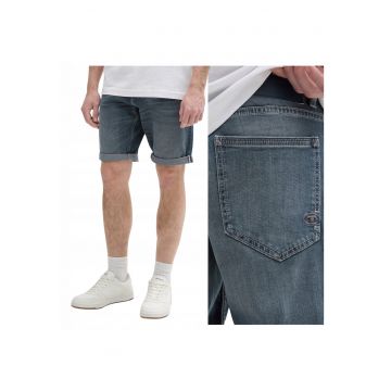 Blugi Barbati Scurti -  Josh - Straight Fit - Talie Medie - Fermoar - Lungi - 5 Buzunare - Bumbac - Elastan - W30-L30 US - Albastru