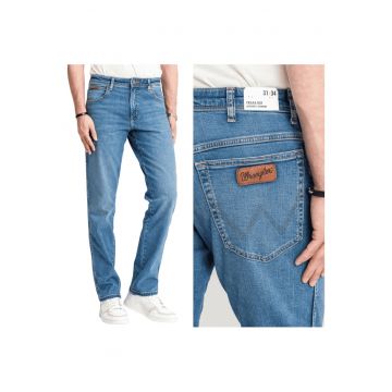 Blugi Barbati -  Texas - Straight Fit - Talie Medie - Fermoar - Lungi - 5 Buzunare - Bumbac - W33-L34 US - Albastru