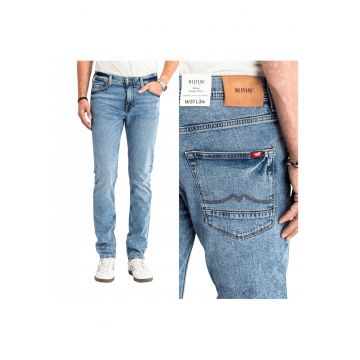 Blugi Barbati -  Vegas Slim - Slim Fit - Talie Medie - Fermoar - Lungi - 5 Buzunare - Bumbac - W33-L32 US - Albastru