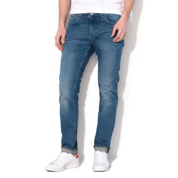Blugi slim fit cu aspect decolorat