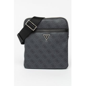 Geanta crossbody cu monograma Vezzola - Gri cenusiu/Gri inchis