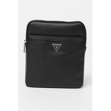 Geanta crossbody de piele ecologica cu logo Certosa - Negru