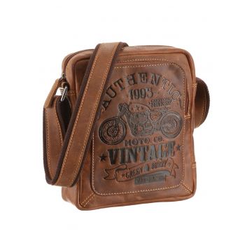 Geanta umar piele naturala maro antichizat 22 x 24 cm - Cafe Racer -  Maro antichizat