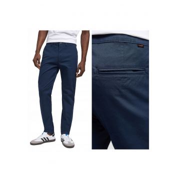 Pantaloni Barbati -  Lee Slim Chino - Slim Fit - Cu Fermoar - 5 Buzunare - Lungi - Bumbac - Albastru - Albastru inchis