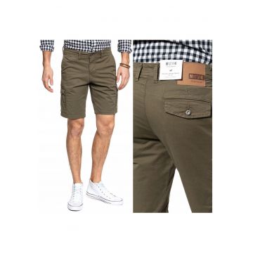 Pantaloni barbati -  sorturi bojówki - verde militar melange -