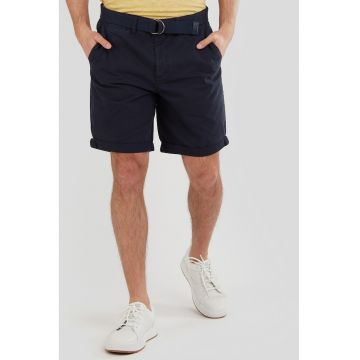 Pantaloni scurti chino cu croiala regular-fit si curea in talie North - Albastru ultramarin