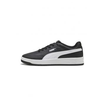 Pantofi sport Court Classic Clean de piele ecologica cu brant cu amortizare - Alb/Negru stins