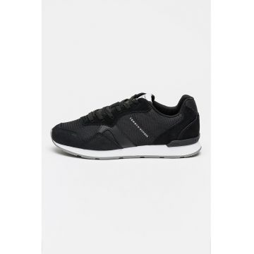 Pantofi sport low-cut Runner Icon cu straturi exterioare din piele intoarsa - Negru/Alb optic