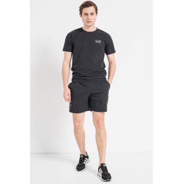Trening cu pantaloni scurti si logo - Negru
