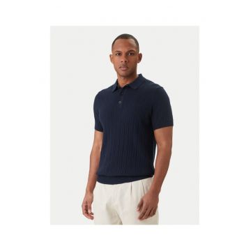 Tricou barbati -  bumbac - cu guler - bleumarin -