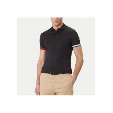 Tricou barbati polo  RWB CUFF LIQUID COTTON SLIM POLO - Bumbac - Negru - Negru