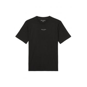 Tricou din bumbac cu decolteu la baza gatului - Negru