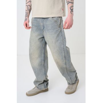 Blugi relaxed-fit cu buzunare - Albastru prafuit/Alb murdar