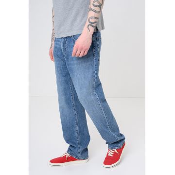Blugi relaxed fit cu croiala dreapta 555 - Albastru melange