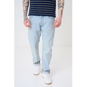 Blugi relaxed-fit cu talie medie - Albastru deschis melange/Albastru