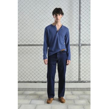 Bluza barbati -  Comfort Fit - elastic - albastru - poliester si viscoza