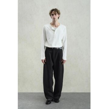 Bluza barbati -  maneca lunga - guler in U - alb - bumbac -
