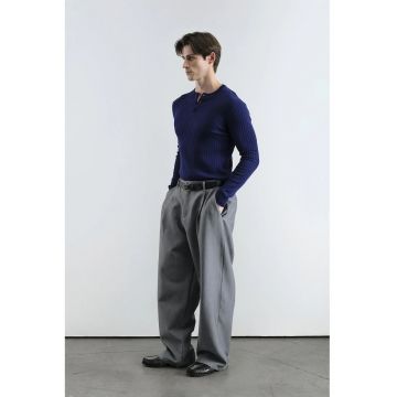 Bluza barbati -  Slim Fit - guler cu nasturi - albastru - bumbac