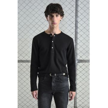 Bluza Barbati -  Slim Fit - negru - poliester-viscoza -