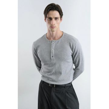 Bluza  Comfort Fit - elastic - gri - poliester si viscoza -