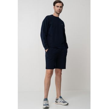 Bluza de trening din bumbac cu decolteu rotund - Bleumarin