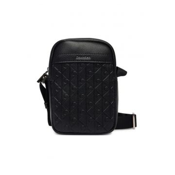 Borseta  EMBLEM AOP EMBOSS SLIM REPORTER - Piele ecologica - Negru - One size