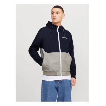 Jacheta bomber cu gluga - JJERUSH HOOD - Bleumarin inchis/Gri -