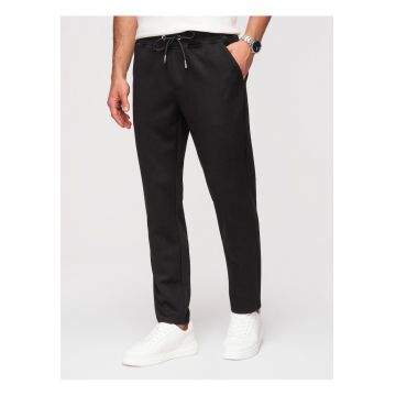 Pantaloni Regular Fit Bumbac Elastic Pantaloni Casual de Barbati - Negru