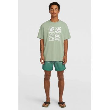 Pantaloni scurti cu model si talie ajustabila - Verde melange