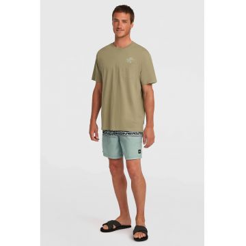 Pantaloni scurti de baie cu snur si dungi - Albastru prafuit