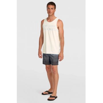 Pantaloni scurti de baie cu snur si dungi - Gri melange/Albastru