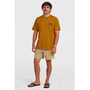 Pantaloni scurti de baie cu talie joasa si imprimeu logo - Bej