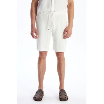 Pantaloni scurti din amestec de in cu talie ajustabila