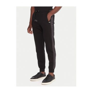 Pantaloni trening pentru barbati -  slim fit - negru - bumbac/poliester -